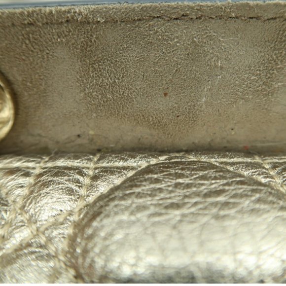 100% Authentic DIOR Lady Gold Leather Satchel Bag - Picture 10 of 12